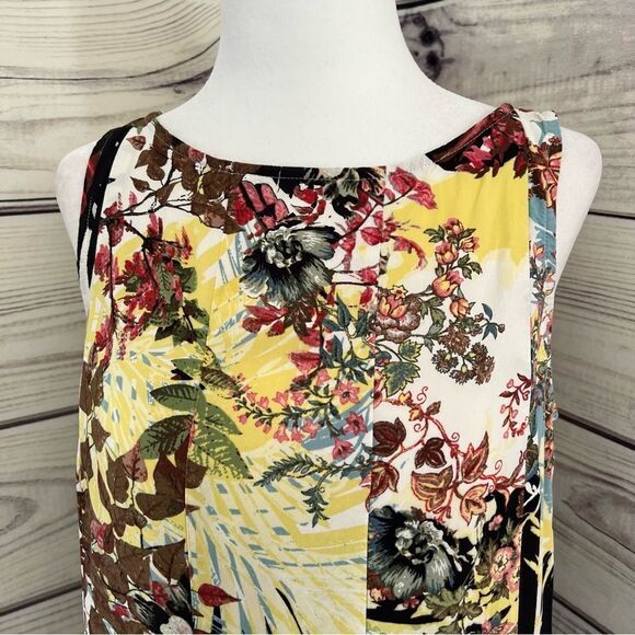 J Jill Yellow Tropical Floral Shift Tank Dress Size Small - Picture 2 of 8